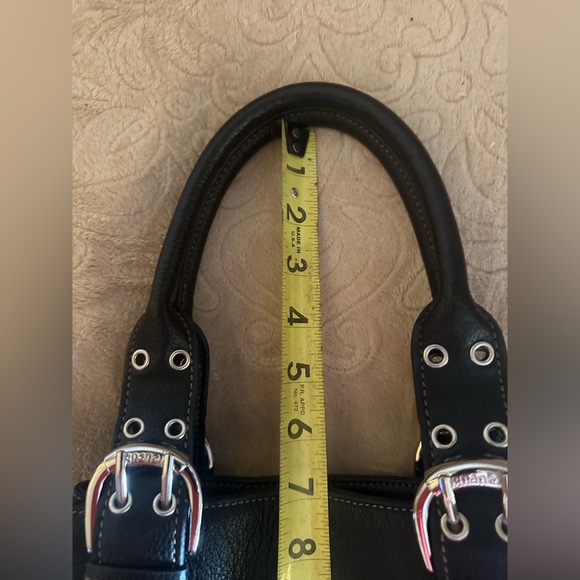 Tignanello Handbag Black Genuine Pebbled Leather Dual Handle Purse Satchel - Picture 13 of 14